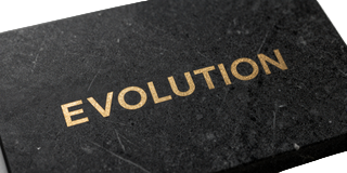 Evolution Gaming Logo auf schwarzem Marmor - Live-Casino-Provider bei Legiano