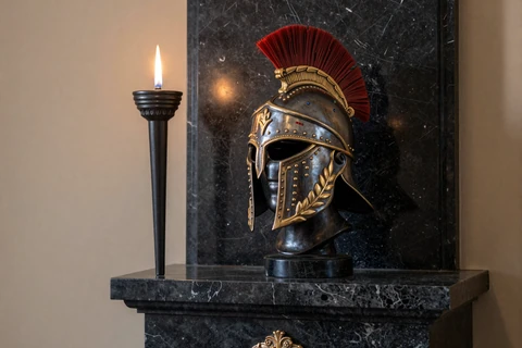 R&ouml;mischer Centurio-Helm auf schwarzem Marmor - Legiano Support