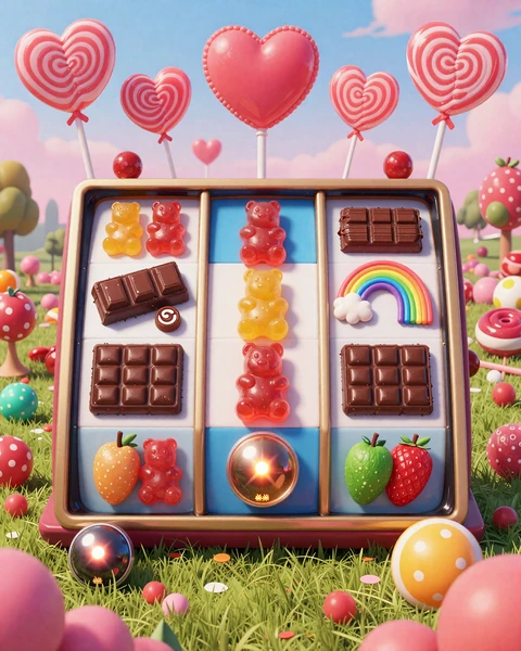 Bunte S&uuml;&szlig;igkeiten-Landschaft aus Sweet Bonanza - Slot von Pragmatic Play bei Legiano